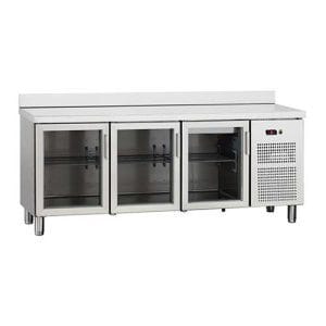 Bancada refrigerada com 3 portas de vidro e fechadura