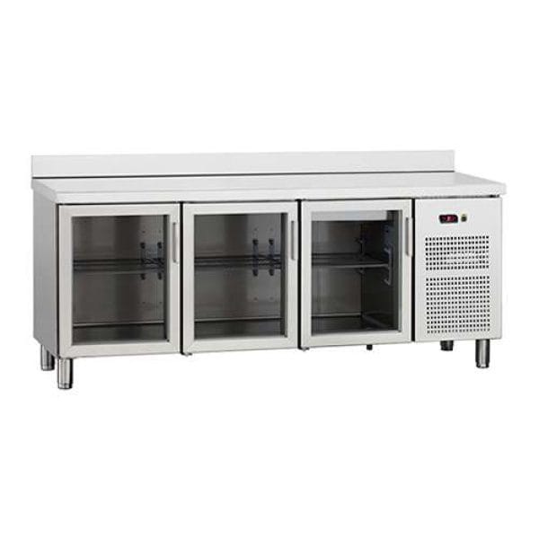 Bancada refrigerada com 3 portas de vidro e fechadura