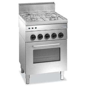 Fogão a gás com 4 queimadores + forno multifunções elétrico