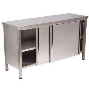 MESA ARMARIO PORTA DESL. 2 PRAT.1000x600x850 INOX