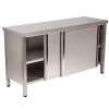 MESA ARMARIO PORTA DESL. 2 PRAT.1000x700x850 INOX