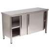 MESA ARMARIO PORTA DESL. 2 PRAT.1400x700x850 INOX