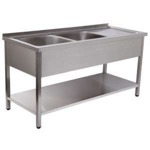 BANCADA DE LAVAGEM 2 CUBAS DT 1400x600x850 INOX