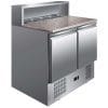 Mesa de preparação de saladas de 2 portas com tampo de trabalho em granito GN1/1