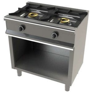 Fogão a gás com armário de 2 queimadores 8+8 Kw SerIe 550  com dimensões 800x550x850h mm