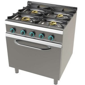 Fogão a gás com forno GN2/1 com 4 queimadores 4