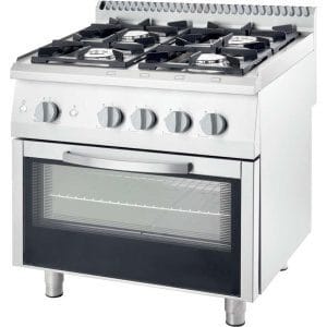 Fogão a gás com forno a gás GN2/1 4 queimadores 800x700x850h mm 3
