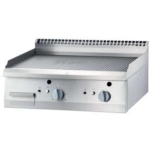 Fry Top a gás em chapa de aço rectificada com ranhuras 800x700x250h mm 13Kw