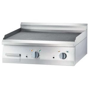 Fry Top eléctrica de mesa em chapa de aço rectificada com ranhuras 400x700x250h mm 4Kw