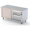 Mesa Estufa central em aço inoxidável com 600 de profundidade e porta deslizante de 1 lado 1600x600x850h mm