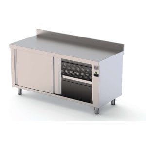 Mesa Estufa em aço inoxidável Mural 700 Profundidade com porta deslizante de 1 face 1200x700x850h mm