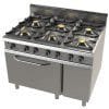 Fogão a gás com forno MAXI GN2/1 com válvula termostática com 6 queimadores 2x8+4
