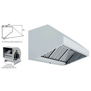 Hotte de parede Snack Profundidade 800 COM TURBINA 1000x800x700h mm