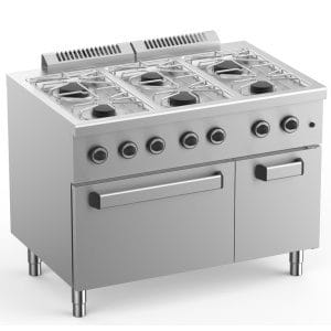 Fogão A Gás De 6 Bocas Com Forno Elétrico Estático Gn2/1 Fundo 700