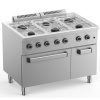 Fogão a gás de 6 bocas com forno elétrico com ventilador GN1/1 700 Profundidade