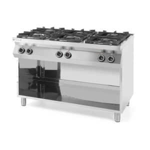 Fogão a gás  6 bicos base aberta, 28,5kW, 1200x700x(H)900mm