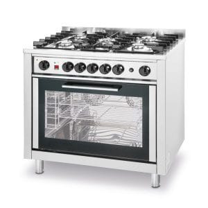 Fogão a gás – 5 bicos com forno elétrico, Prateado, 230V/2900W, 14,3kW, 900x653x(H)900mm