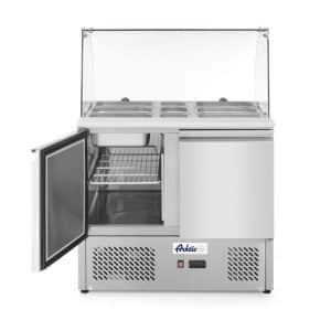 Bancada frigorífica para ingredientes de duas portas com expositor em vidro 300 L, 230V/310W, 912x702x(H)1330mm