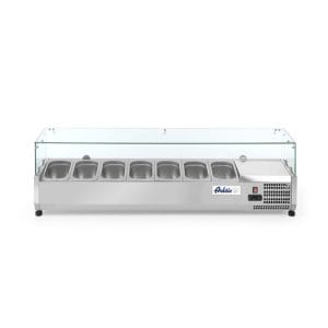 Vitrina expositora refrigerada GN 1/4, 7x GN 1/4, 230V/180W, 1505x335x(H)460mm