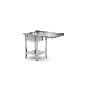 Mesa com lavatório, com espaço para máquina de lavar loiça e prateleira, Direita, 1200x700x(H)850mm