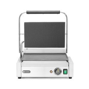 Grelha de contacto Panini, parte superior canelada e fundo liso, 230V/2200W, 430x370x(H)514mm