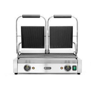 Grelha de contacto - versão dupla, fundo e parte superior canelados, 230V/3600W, 570x395x(H)510mm