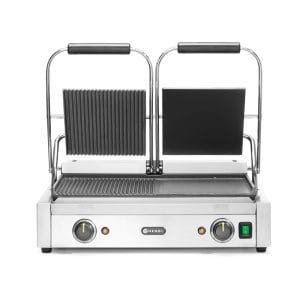 Grelha de contacto - versão dupla, metade lisa, metade canelada, 230V/3600W, 575x430x(H)510mm
