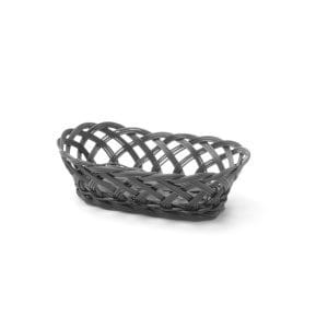Cestos com laterais em tecido, oval, Preto, 225x130x(H)55mm