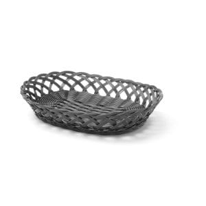 Cestos com laterais em tecido, oval, Preto, 320x230x(H)55mm