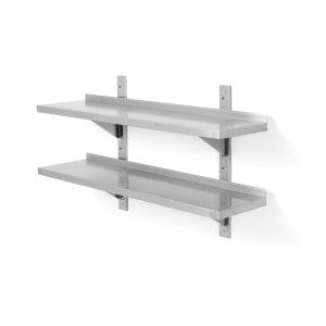 Prateleira dupla de parede ajustável, com dois suportes em aço, 1200x300x(H)600mm
