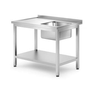 Mesa com lava-loiças e prateleiras, lava-loiças individuais, Direita, 1000x700x(H)850mm