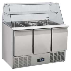 Saladete de vidro com 3 portas GN 1/1