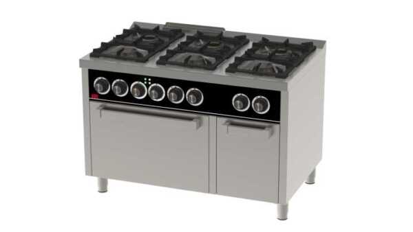 Fogão a gás 6 queimadores + com forno eléctrico C6F750HE -dev.palamenta.com.pt