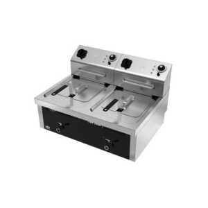 Fritadeira eléctrica de bancada trifásica 10l+10l 9kw
