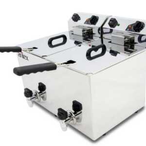 Fritadeira eléctrica com torneira 2 cubas 10L EVO1010G