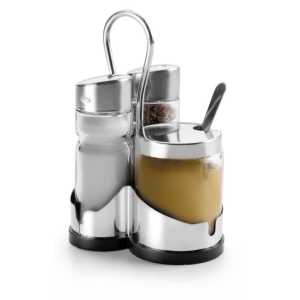 Jogo De Saleiro-Pimenteiro-Mostarda Basic Inox