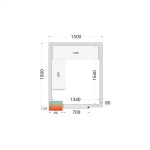 Câmaras frigoríficas 1500 x 1800 x 2120mm CR 150x180x212 NF