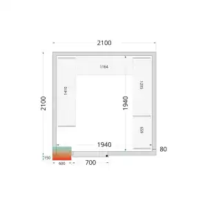 Câmaras frigoríficas 2100 x 2100 x 2120mm CR 210x210x212 NF