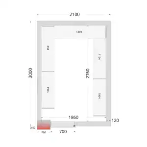 Câmara de congelação Completa 2100 x 3000 x 2200mm CRNF2130